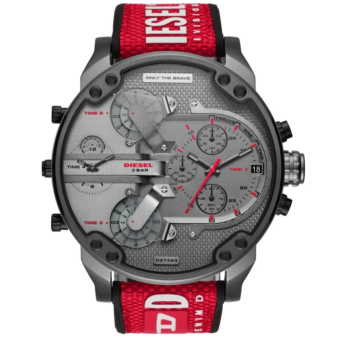 Diesel Men's Chronograph Watch Mr Daddy 2.0 Red Nylon Strap