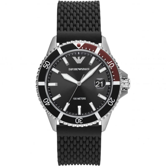 ARMANI MEN'S DIVER WATCH WITH SILICONE STRAP FRONT  AR11341