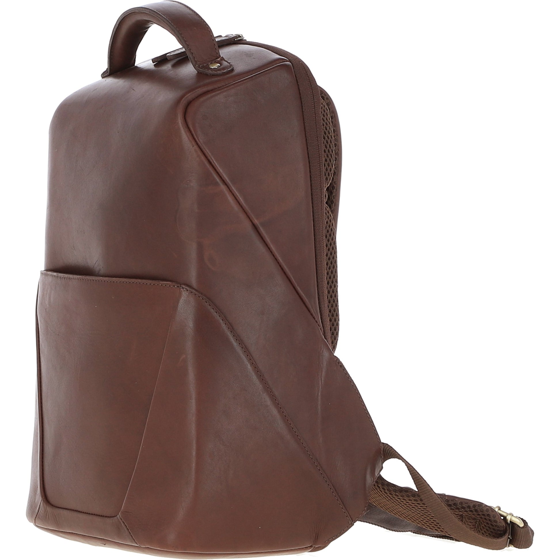 Premium men's backpack crafted from brown, genuine leather by Ashwood, model K-47. The backpack features a sleek, structured design with a natural hand-waxed finish, enhancing its rich, earthy tones. Includes adjustable straps, a front zipper pocket, and a main compartment designed to fit a laptop or tablet, ideal for commuting, work, or travel. This durable and stylish bag reflects Ashwood's commitment to quality and ethical craftsmanship, making it a versatile accessory for professional or casual use.