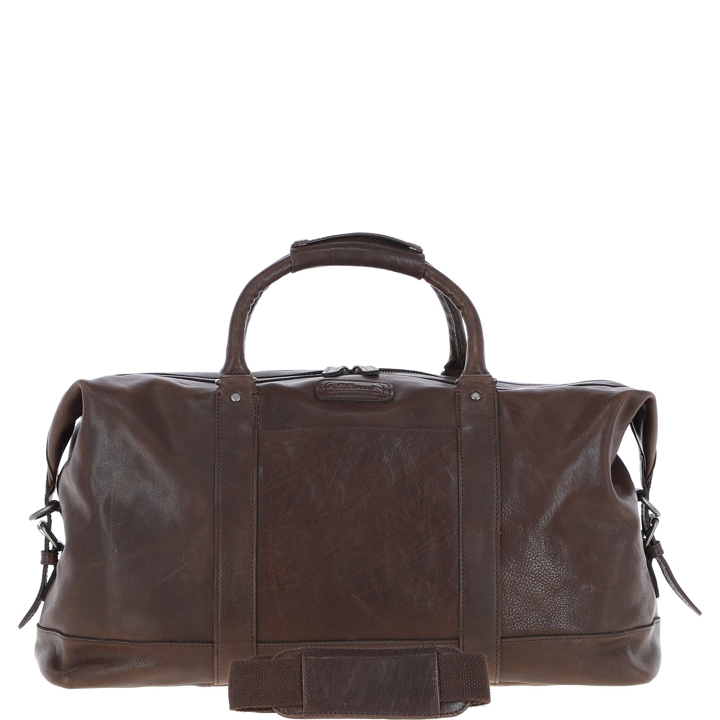 "Men’s brown genuine leather holdall bag by Ashwood, model Austin, designed for travel and weekend use. Features a rich, natural leather texture with top handles, a detachable shoulder strap, and exterior zip and slip pockets for easy access to essentials. The spacious, lined interior includes zip and slip pockets for organized storage. Durable and stylish, this versatile bag complements both casual and professional looks, ideal for short trips or daily use."