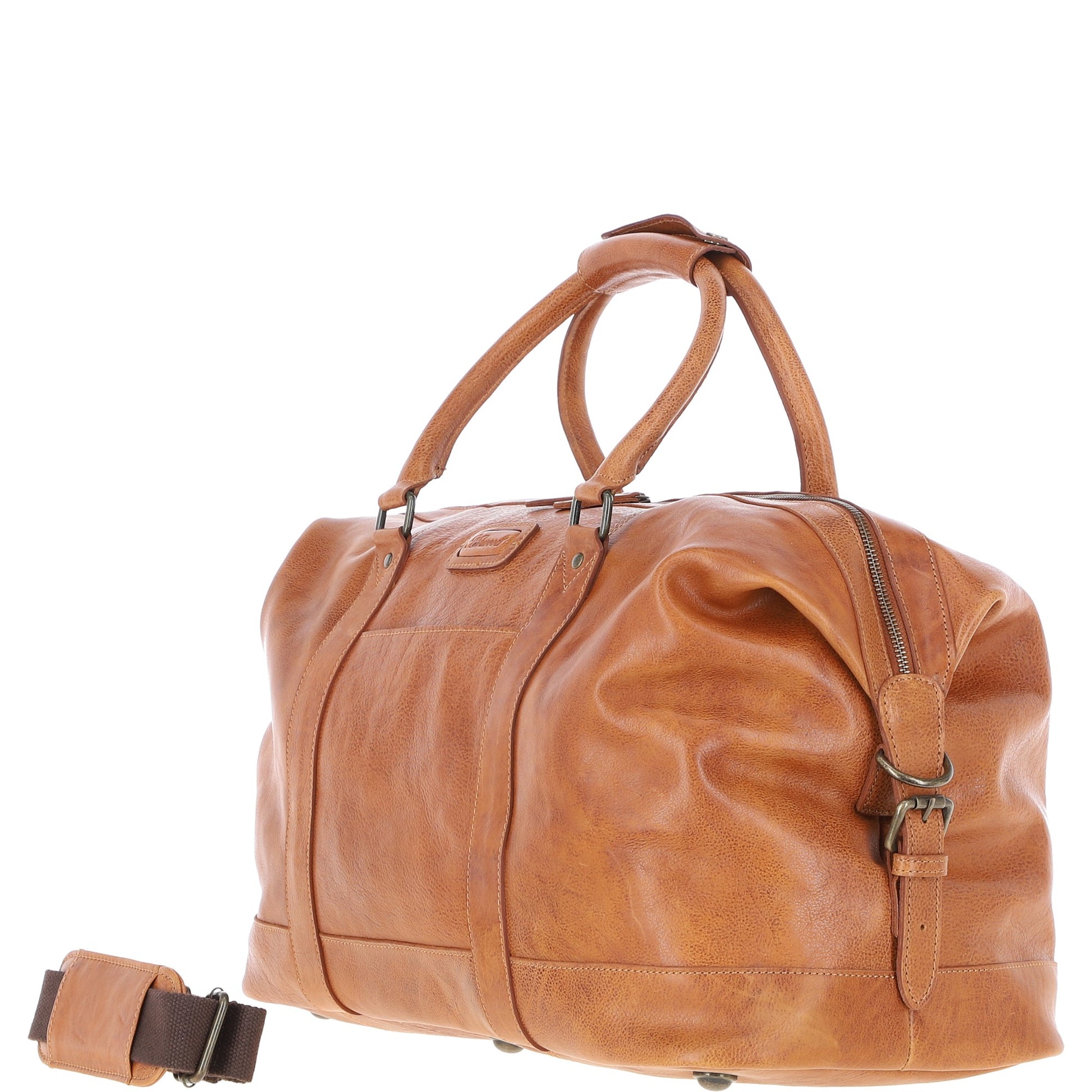 "Men’s tan leather holdall bag by Ashwood, Austin model, crafted from high-quality genuine leather with a vintage tan finish. This spacious bag includes dual top handles, a detachable shoulder strap, and external and internal pockets for organized storage. Perfect for travel, work, or weekend use, the bag combines rugged durability with classic style, making it a versatile accessory for any wardrobe."