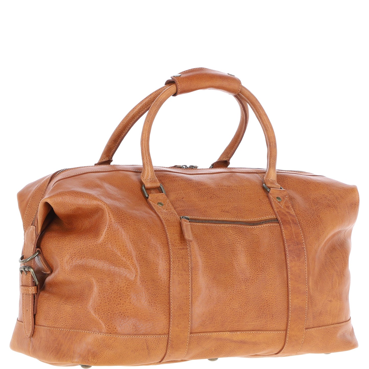 "Men’s tan leather holdall bag by Ashwood, Austin model, crafted from high-quality genuine leather with a vintage tan finish. This spacious bag includes dual top handles, a detachable shoulder strap, and external and internal pockets for organized storage. Perfect for travel, work, or weekend use, the bag combines rugged durability with classic style, making it a versatile accessory for any wardrobe."