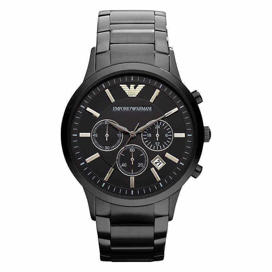 Emporio Armani Men's Chronograph Watch Black Dial Stainless Steel Black Strap front image